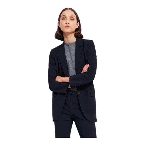 😮NWT - THEORY Casual Blazer K - Sz 2 - MSRP $440 Precision Ponte Black L0827114 - Picture 2 of 9